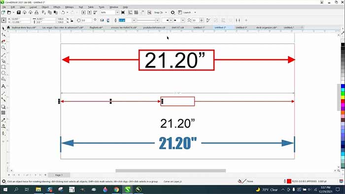 اندازهگیری طول یک خط مستقیم در کورل دراو